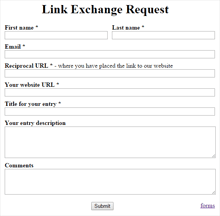 Link Exchange Request form example